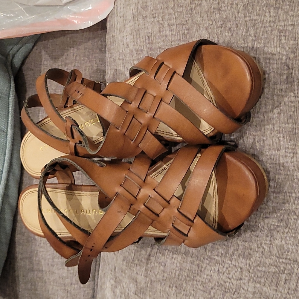 Brown wedges sandals